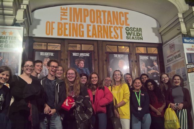 English Literature students outside the Vaudeville Theatre.