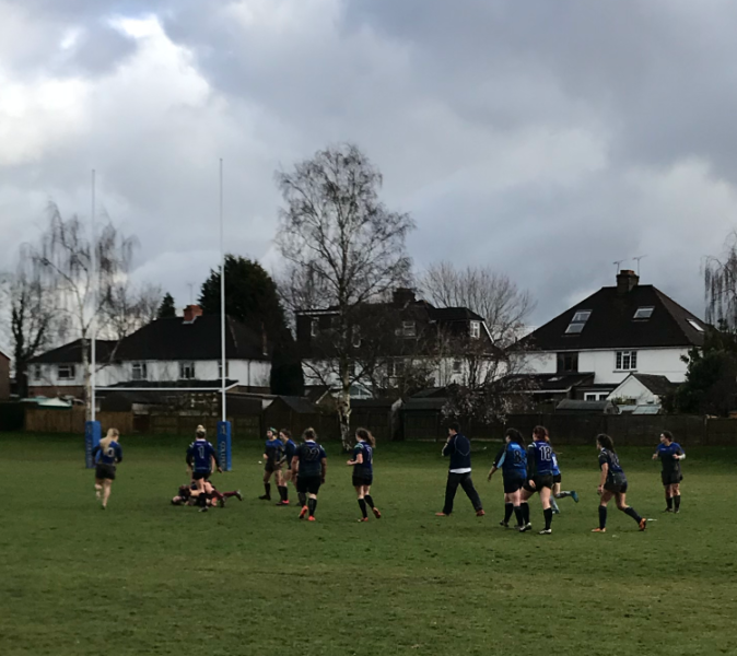 Ladies' rugby team playing a game