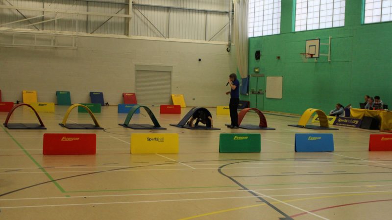 School hall set up for sports event