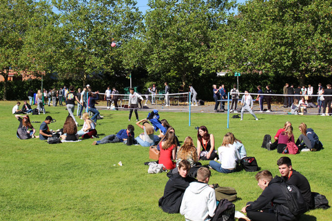 Students on College lawn