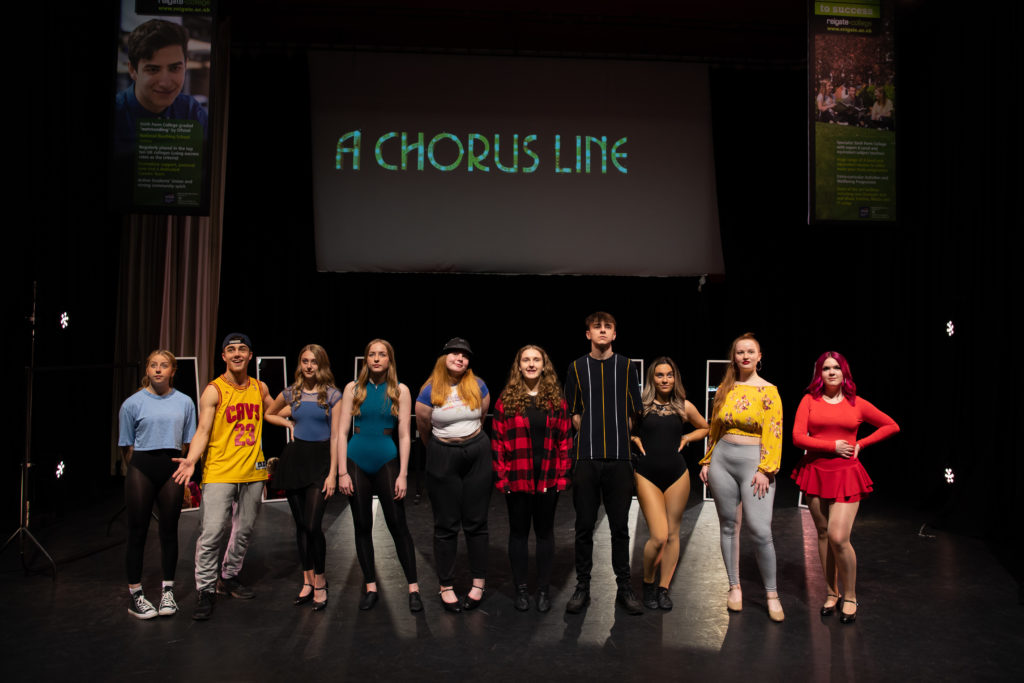 A Chorus Line performance - Group. photo of 10 students