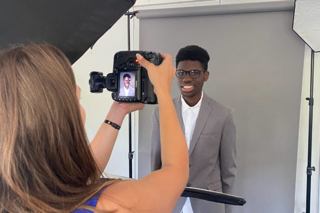 Student having their professional portrait taken