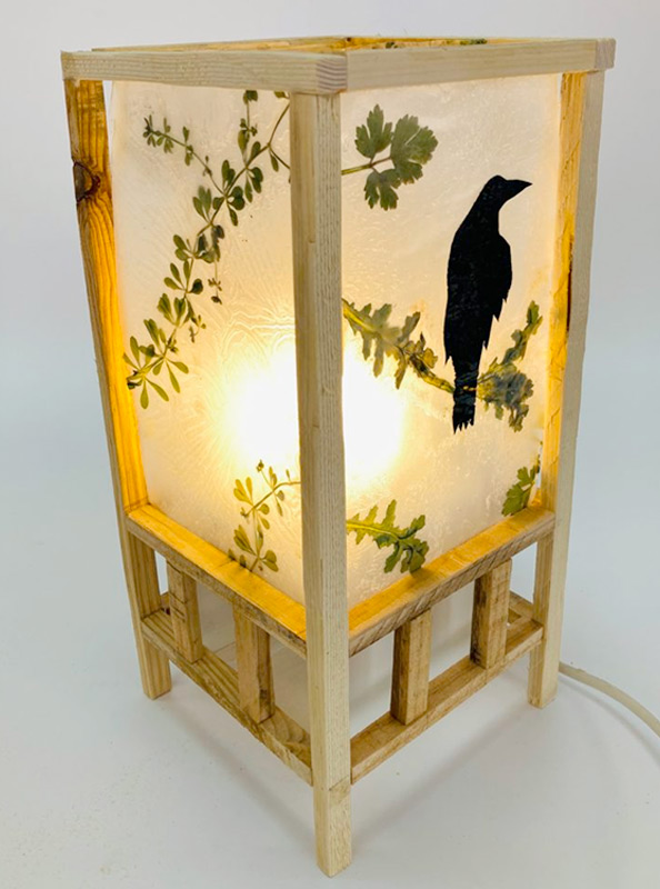 Product Design (3D Design), Lower Sixth - floor standing Japanese-style lampshade with bird and tree design