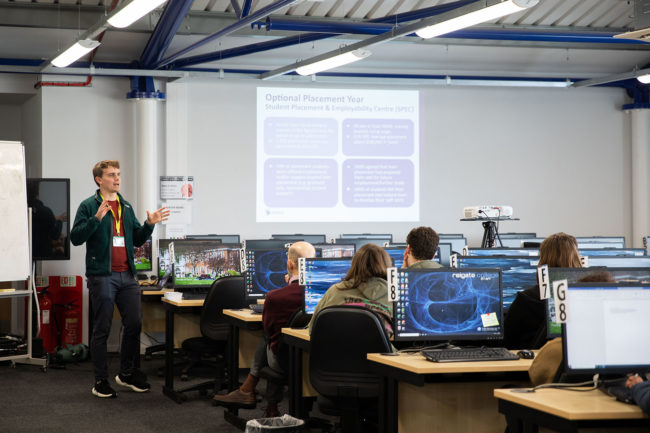 James Allen talking to Maths students about 'Modelling a Pandemic'