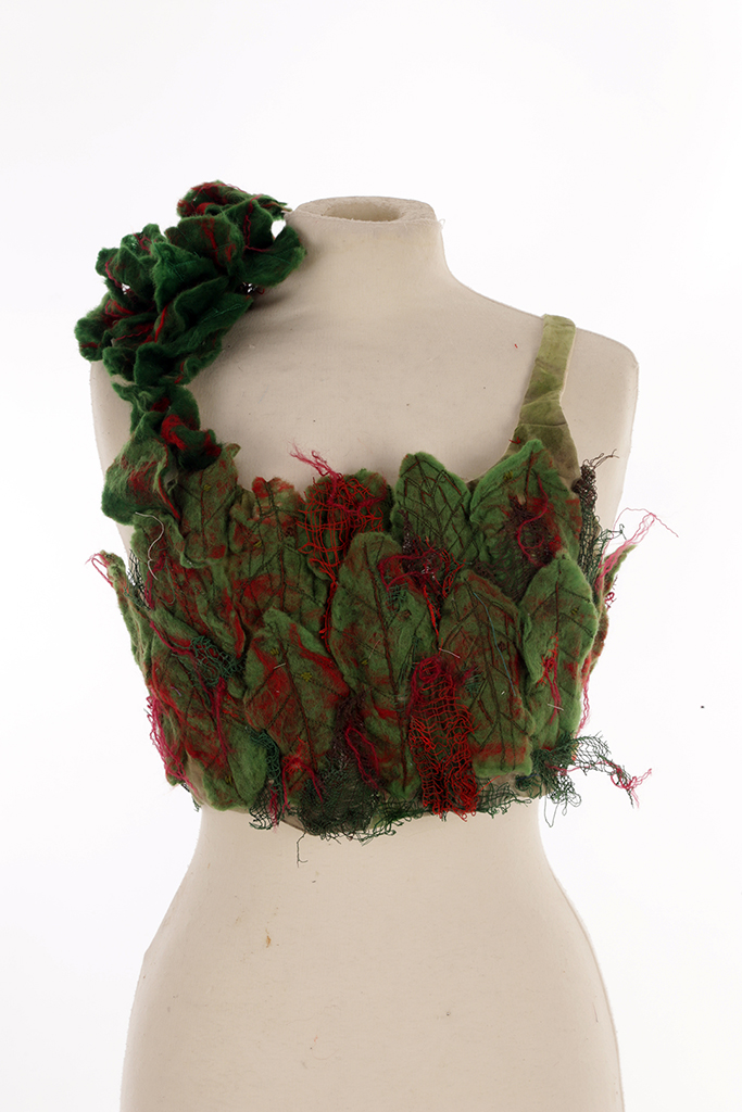 Green and red textured cropped top
