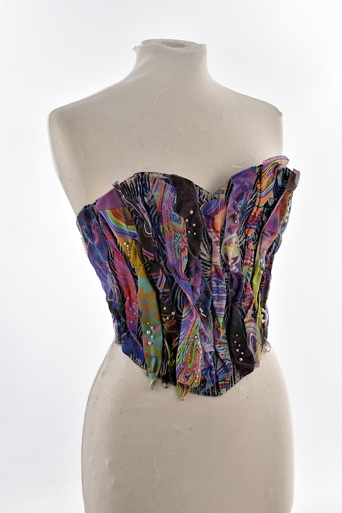 Strapless top made from pleated material on mannequin