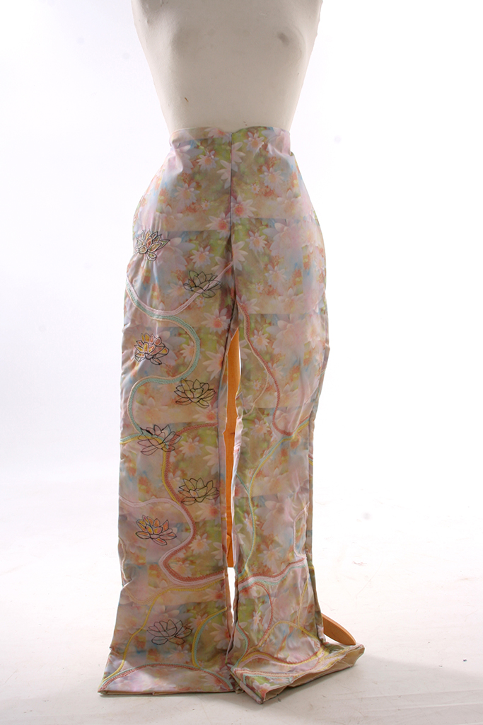Floral design full length skirt on mannequin