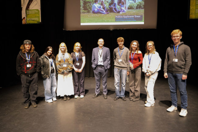 Upper Sixth Politics students who were on hand to answer any questions about what it is like to study Politics at the College.