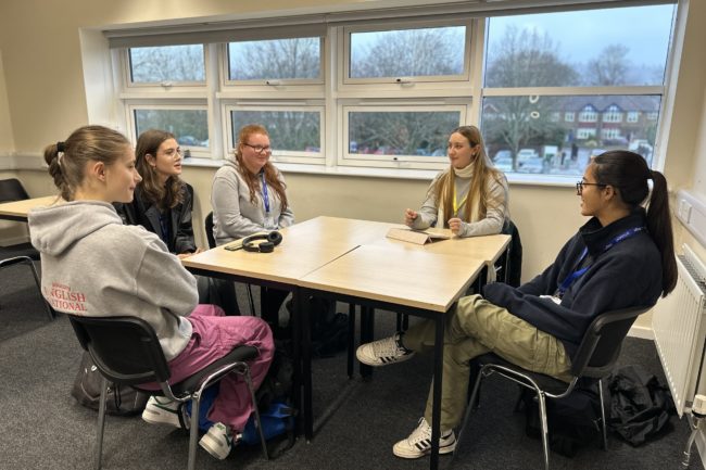 Amy Sanders with students
