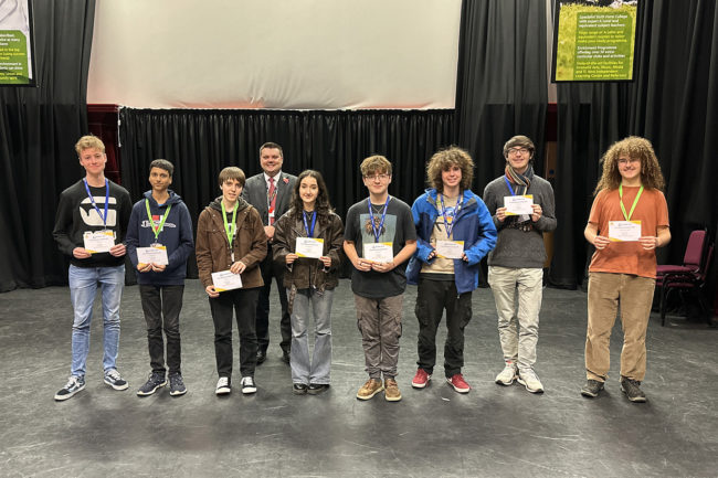 Students with their Senior Maths Challenge awards