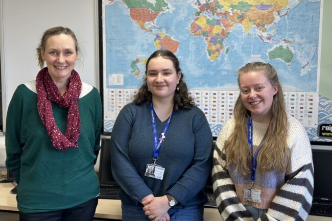 Laura with 2 students who received the Carbon Literacy Award