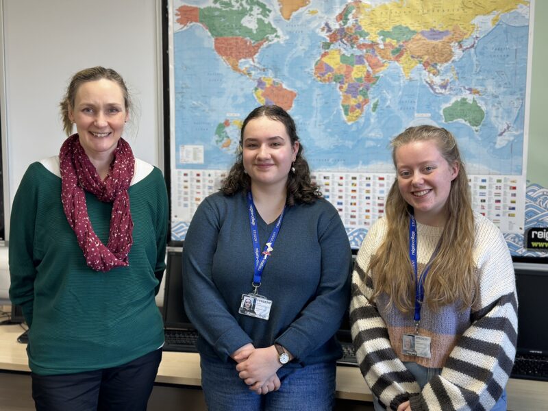 Laura with 2 students who received the Carbon Literacy Award