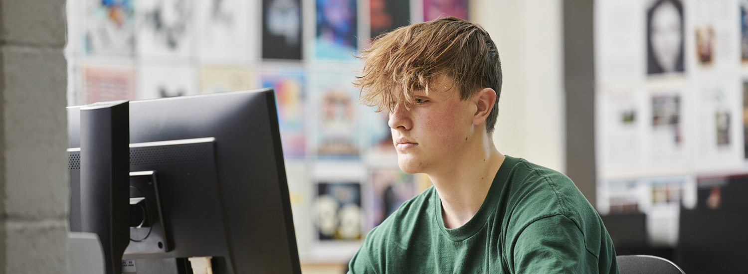 Student working at a computer