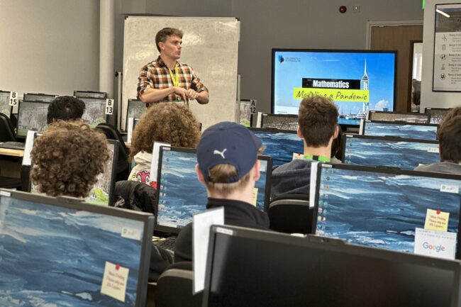 James Allen presenting to students