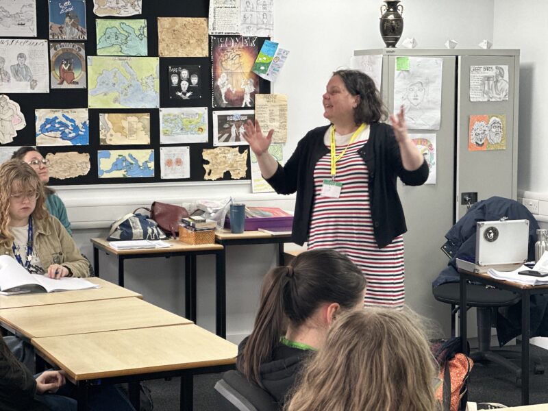 Dr Clare Rowan presenting to students