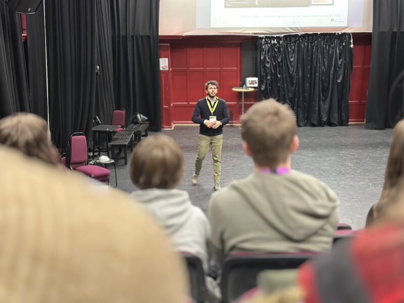 Students in the Rispoli Theatre listening to the presentation by Dr Gavrielatos