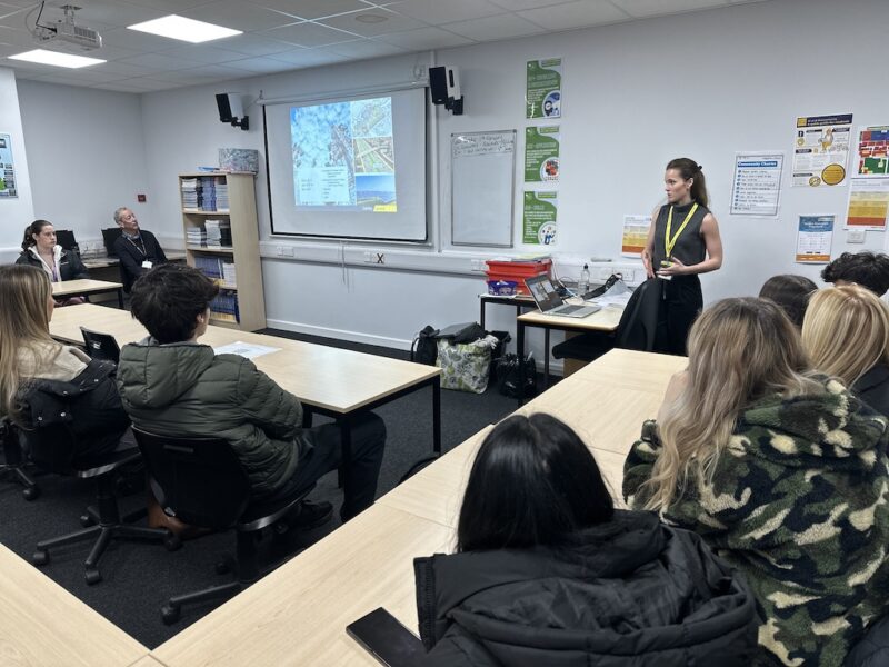 Adelaide presenting to students about Geographic Information Systems