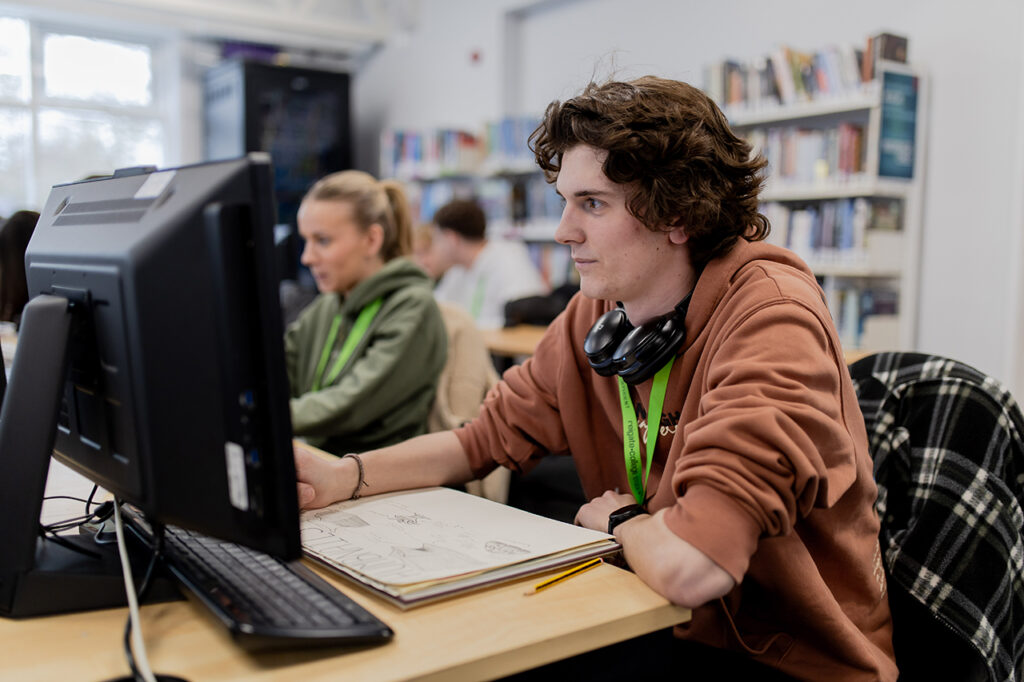 Student studying in the ILC