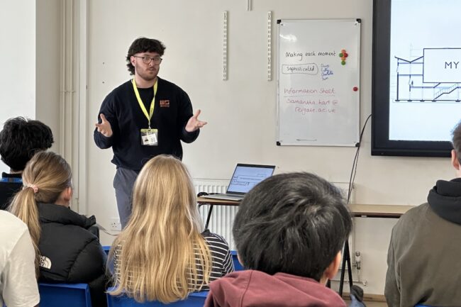 Conor presenting architectural pathway talk