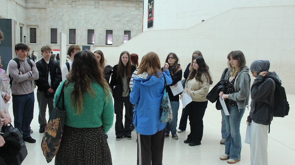 Students and staff inside the British Museum