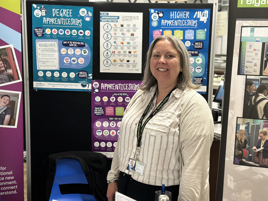 Member of the College's Careers team promoting apprenticeships at Get Ahead Day