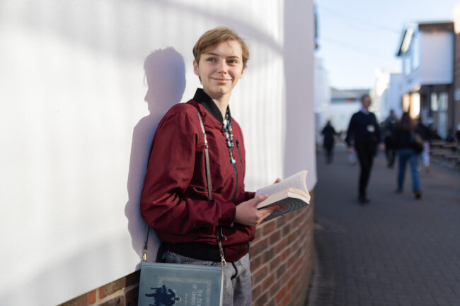Parker outside at College