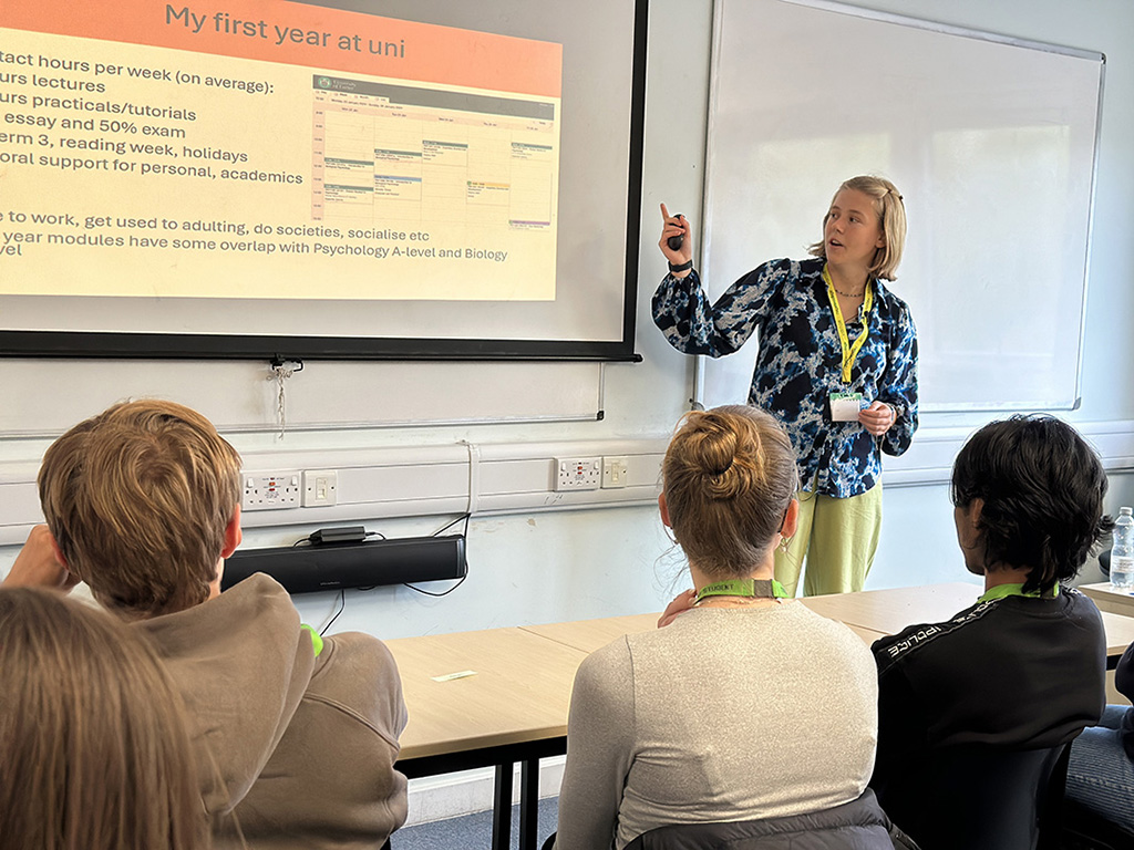 Guest speaker presenting about careers in psychology