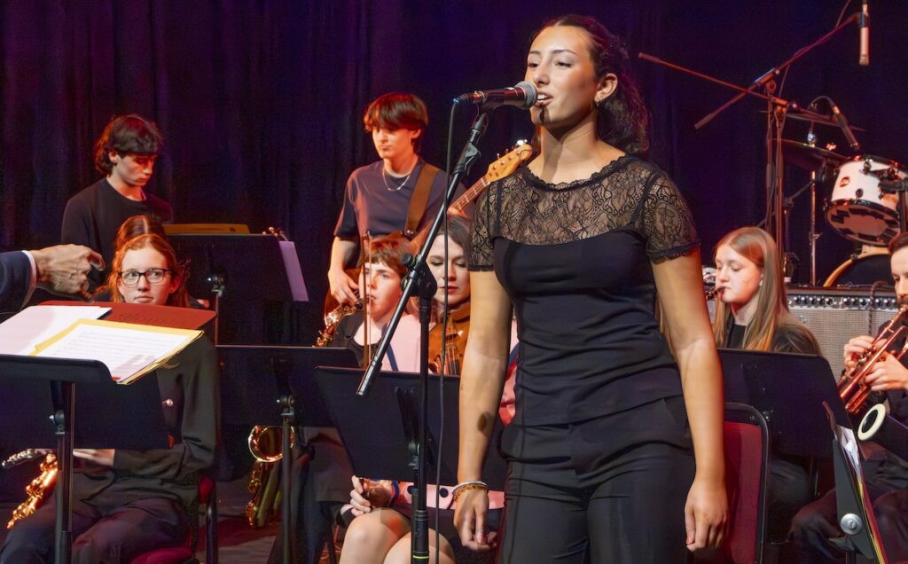 Students performing on stage in the Spring Concert