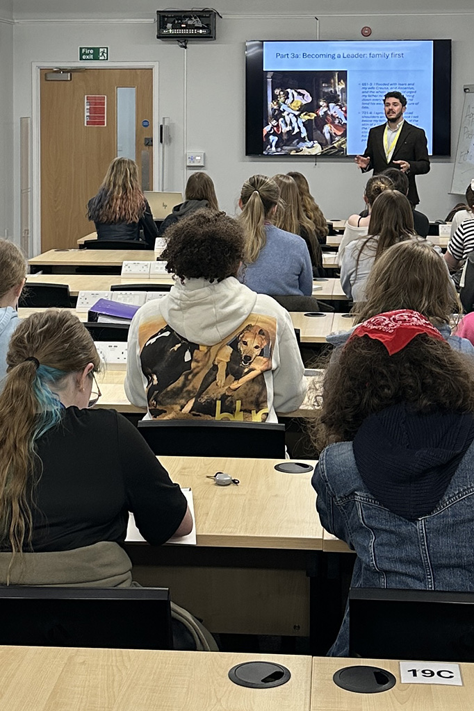 Guest speaker Andreas Gavrielatos from the University of Reading addressing the students