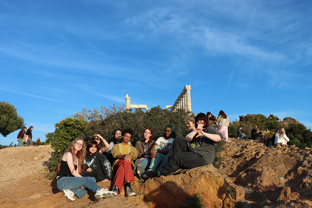 Students near Cape Sounion