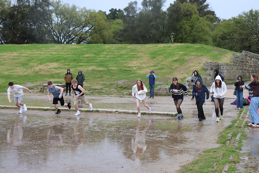 Running a mock race at Olympia