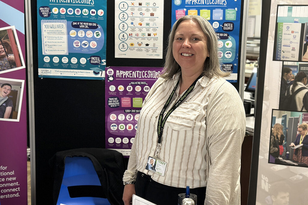 Member of the College's Careers team promoting apprenticeships at Get Ahead Day