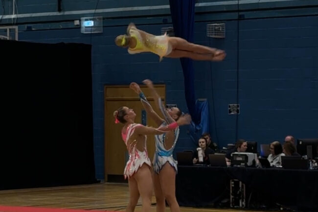 Millie spinning in the air