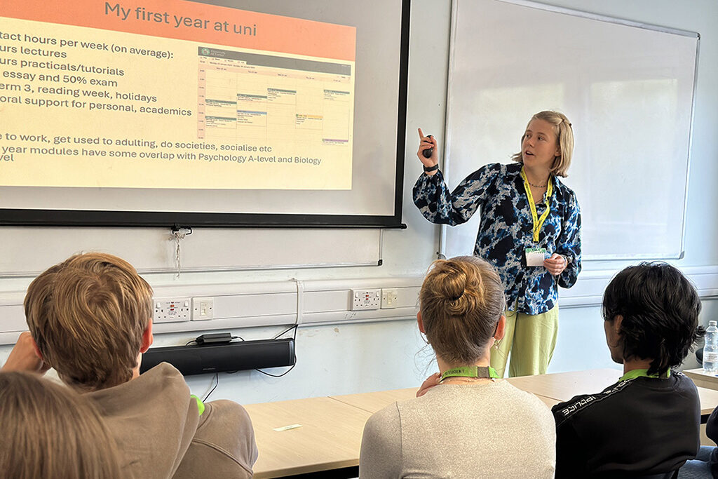 Guest speaker presenting about careers in psychology