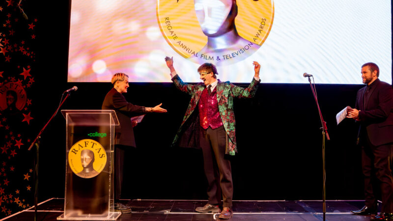Receiving an award at the RAFTAs