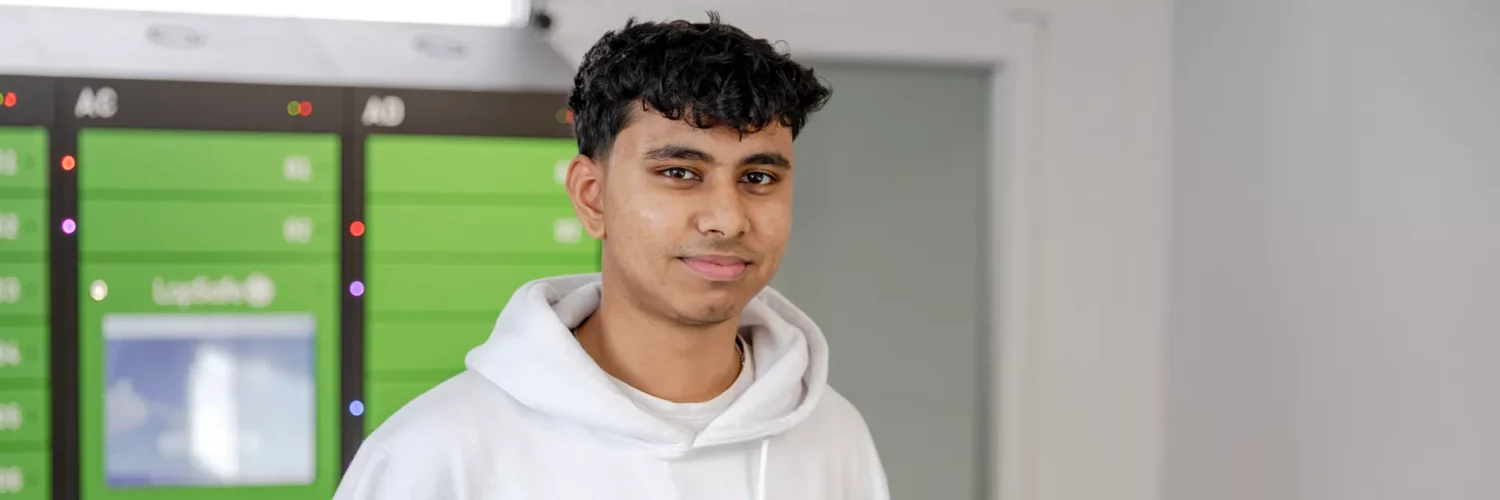 Male student with laptop